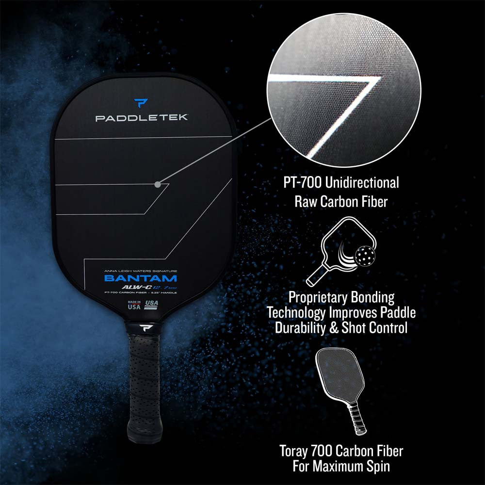 Paddletek Bantam ALW-C Anna Leigh Waters Carbon 12.7mm Paddle - Pickleball Sports Quality