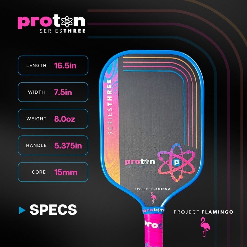 Proton Series Three Pickleball Paddle - Project Flamingo - Pickleball Sports Recommended