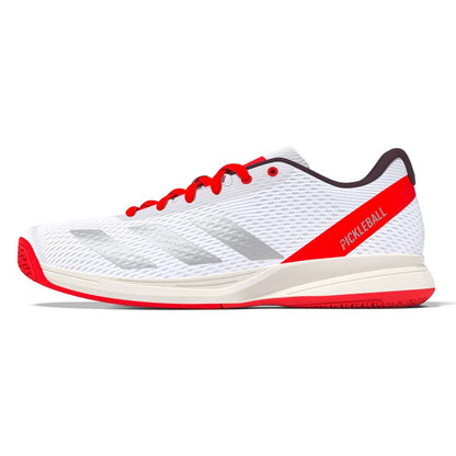 adidas White/Silver/Red Courtflash  Pickleball Shoe - Pickleball Sports Signature