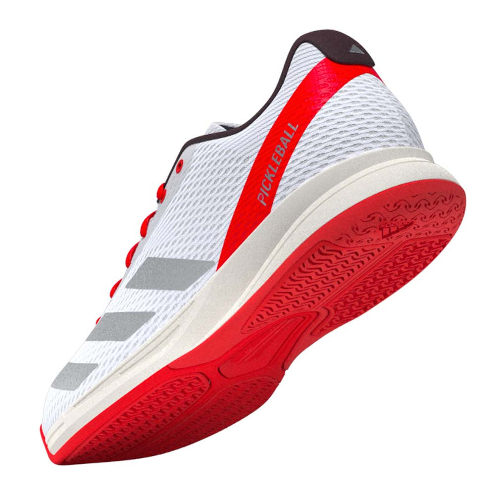 adidas White/Silver/Red Courtflash  Pickleball Shoe - Pickleball Sports Signature