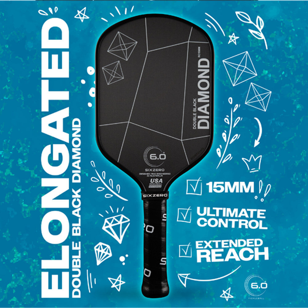 Six Zero Double Black Diamond Elongated Pickleball Paddle - Pickleball Sports New
