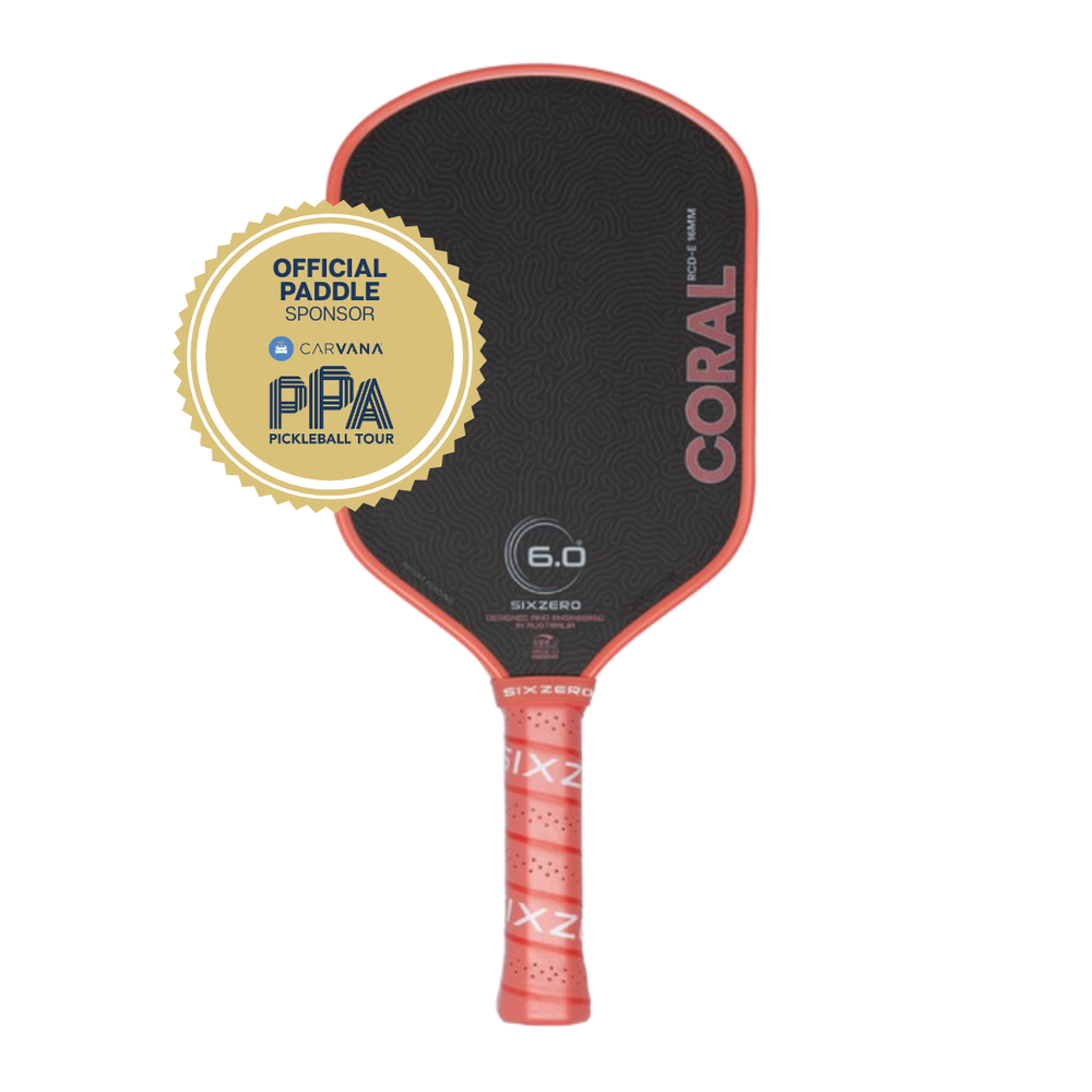 Six Zero Coral 16mm Elongated Pickleball Paddle - Pickleball Sports Trusted