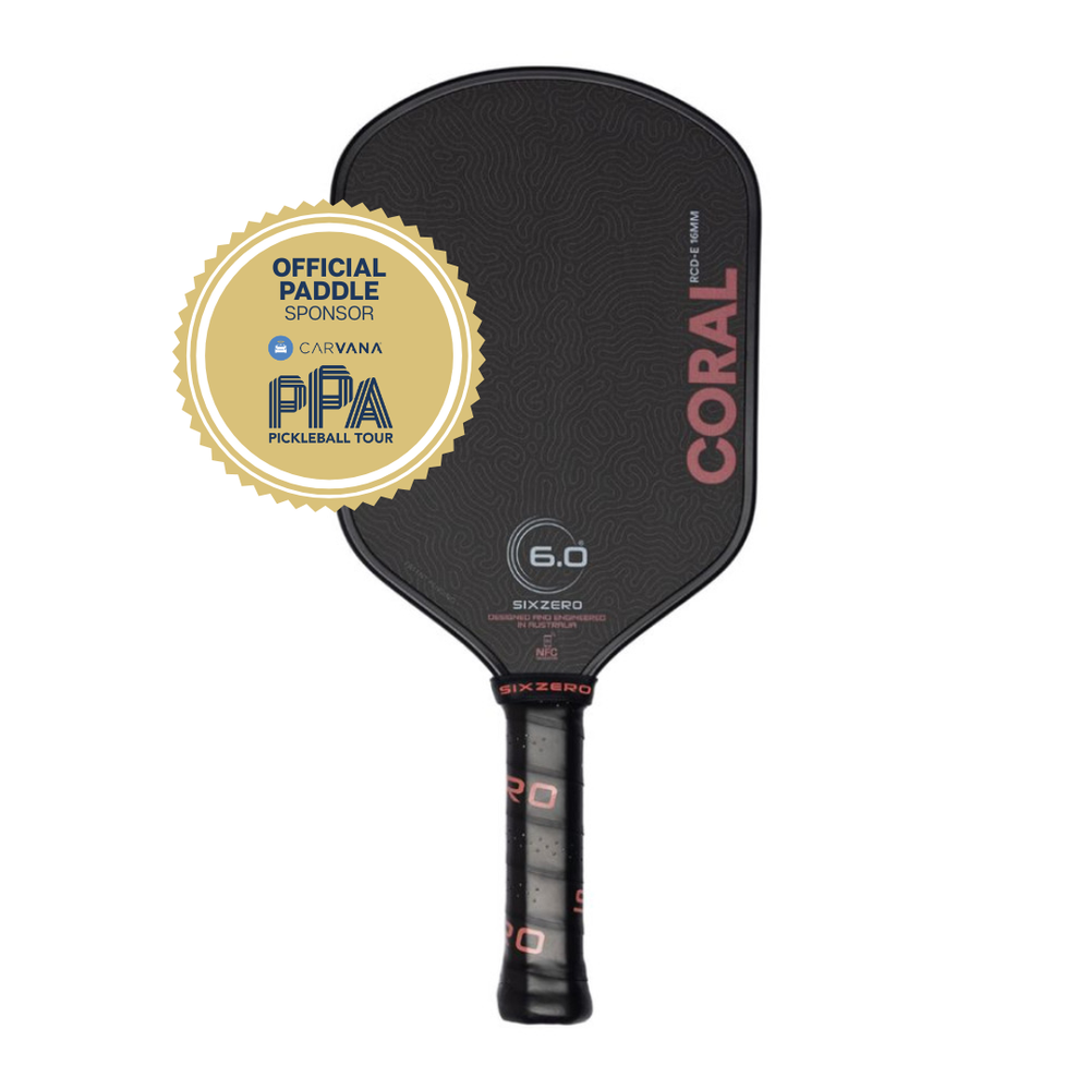 Six Zero Coral 16mm Elongated Pickleball Paddle - Pickleball Sports Trusted
