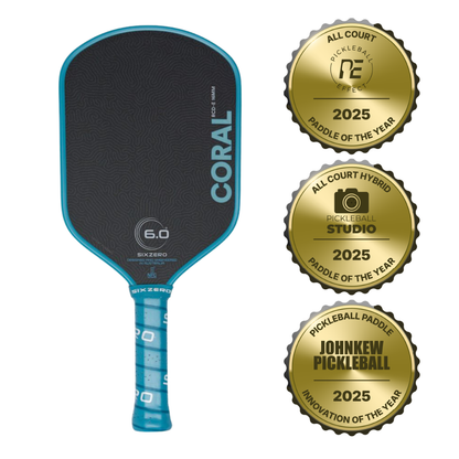 Six Zero Coral 16mm Elongated Pickleball Paddle - Pickleball Sports Trusted