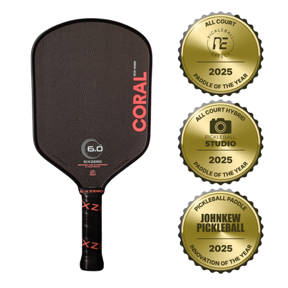 Six Zero Coral 16mm Hybrid Pickleball Paddle - Pickleball Sports Top Pick