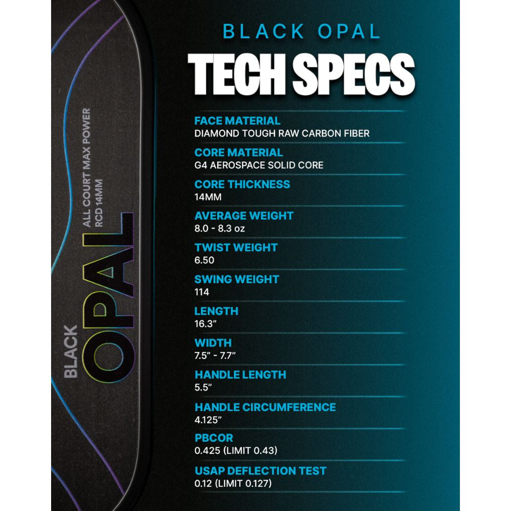 Six Zero Black Opal Pickleball Paddle - Pickleball Sports Discount