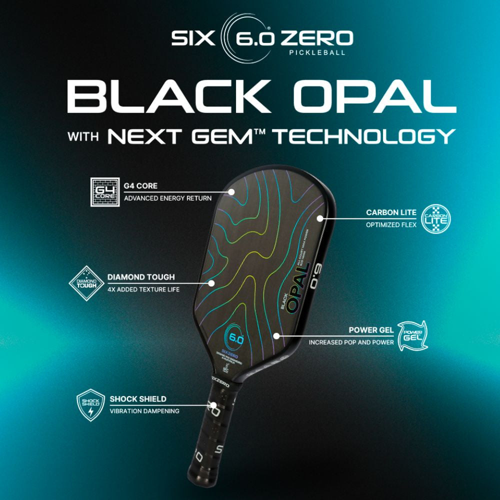 Six Zero Black Opal Pickleball Paddle - Pickleball Sports Discount