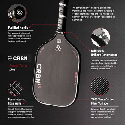 CRBN-1X Power Series Carbon Fiber Pickleball Paddle - Pickleball Sports Customer Favorite