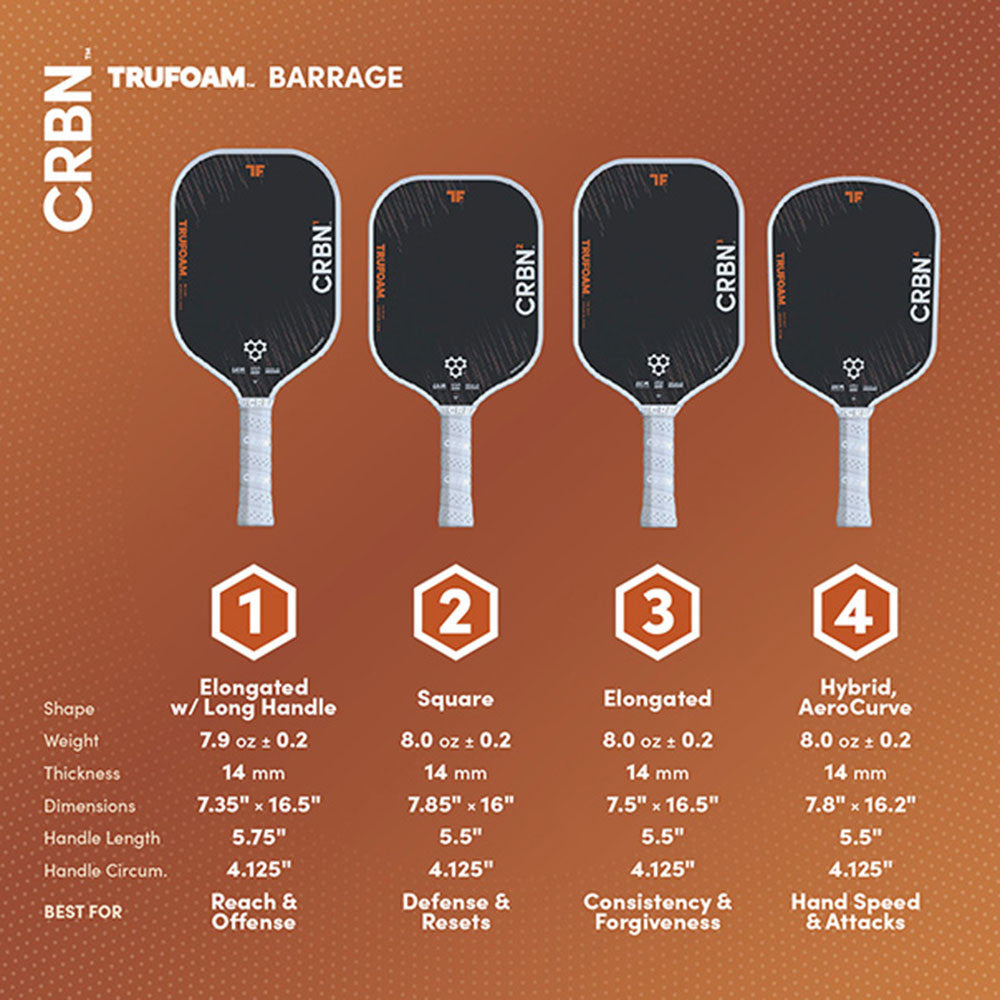 CRBN3 TruFoam Barrage Pickleball Paddle - Pickleball Sports Value