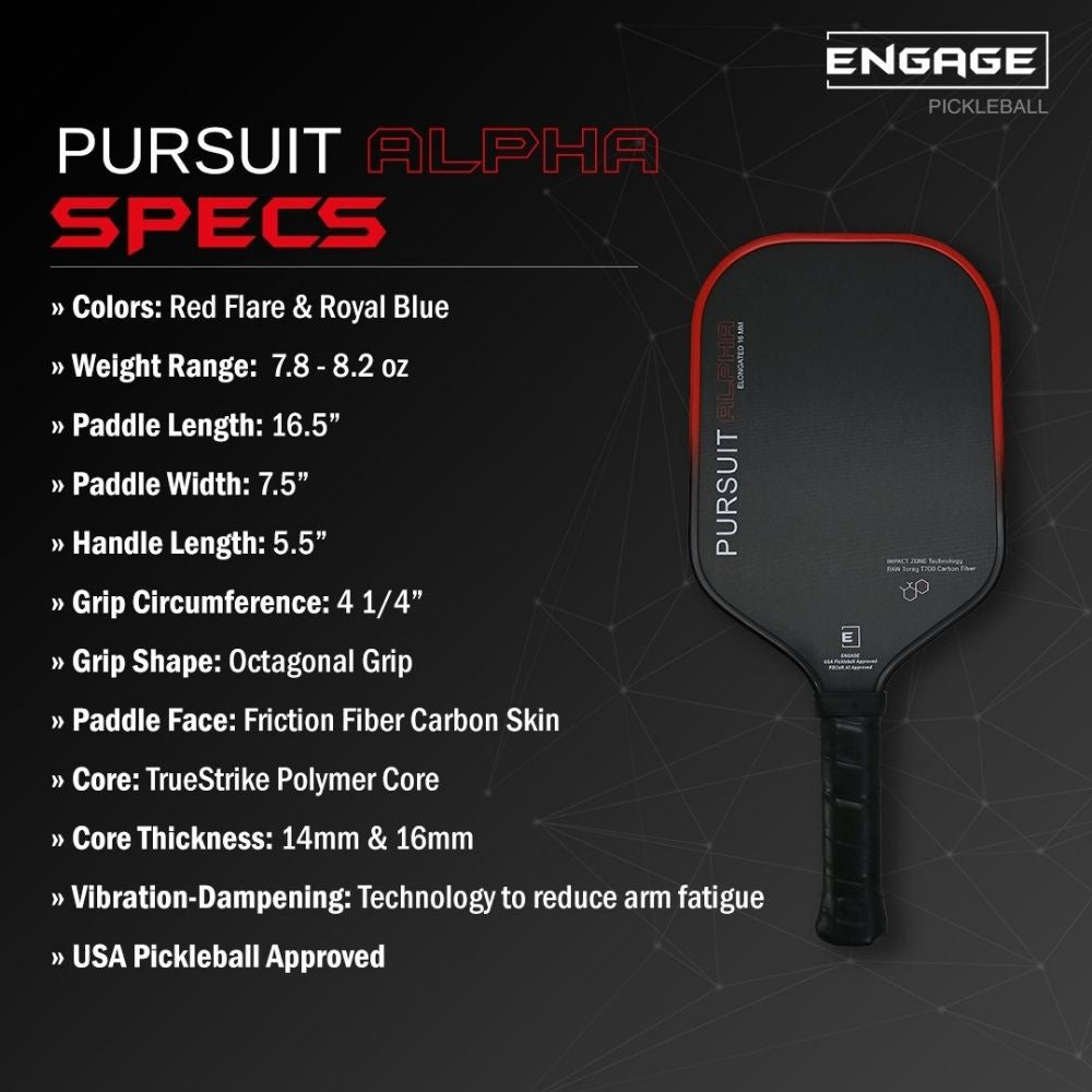 Engage Pursuit Alpha 14mm Pickleball Paddle - Pickleball Sports Customer Favorite