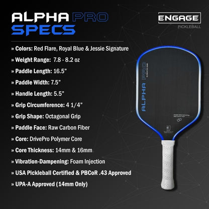 Engage Pursuit Alpha Pro 16mm Pickleball Paddle - Pickleball Sports Popular