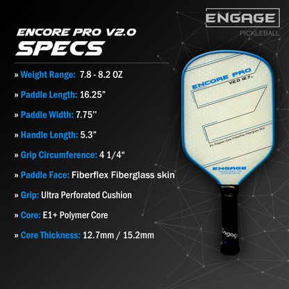 Engage Encore Pro V2.0 12.7mm Pickleball Paddle - Pickleball Sports Special Offer