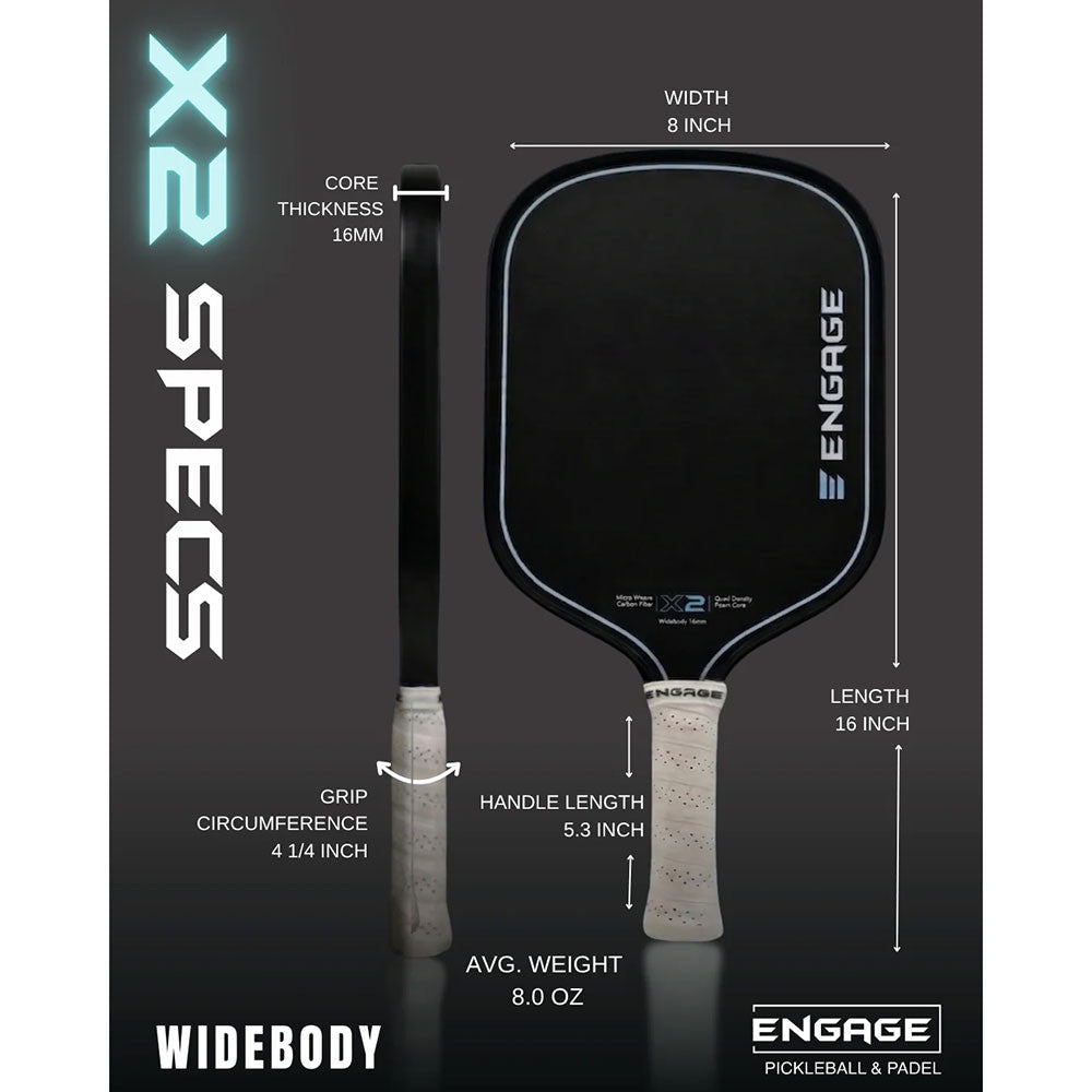 Engage X2 Widebody 16mm Pickleball Paddle - Pickleball Sports Customer Favorite