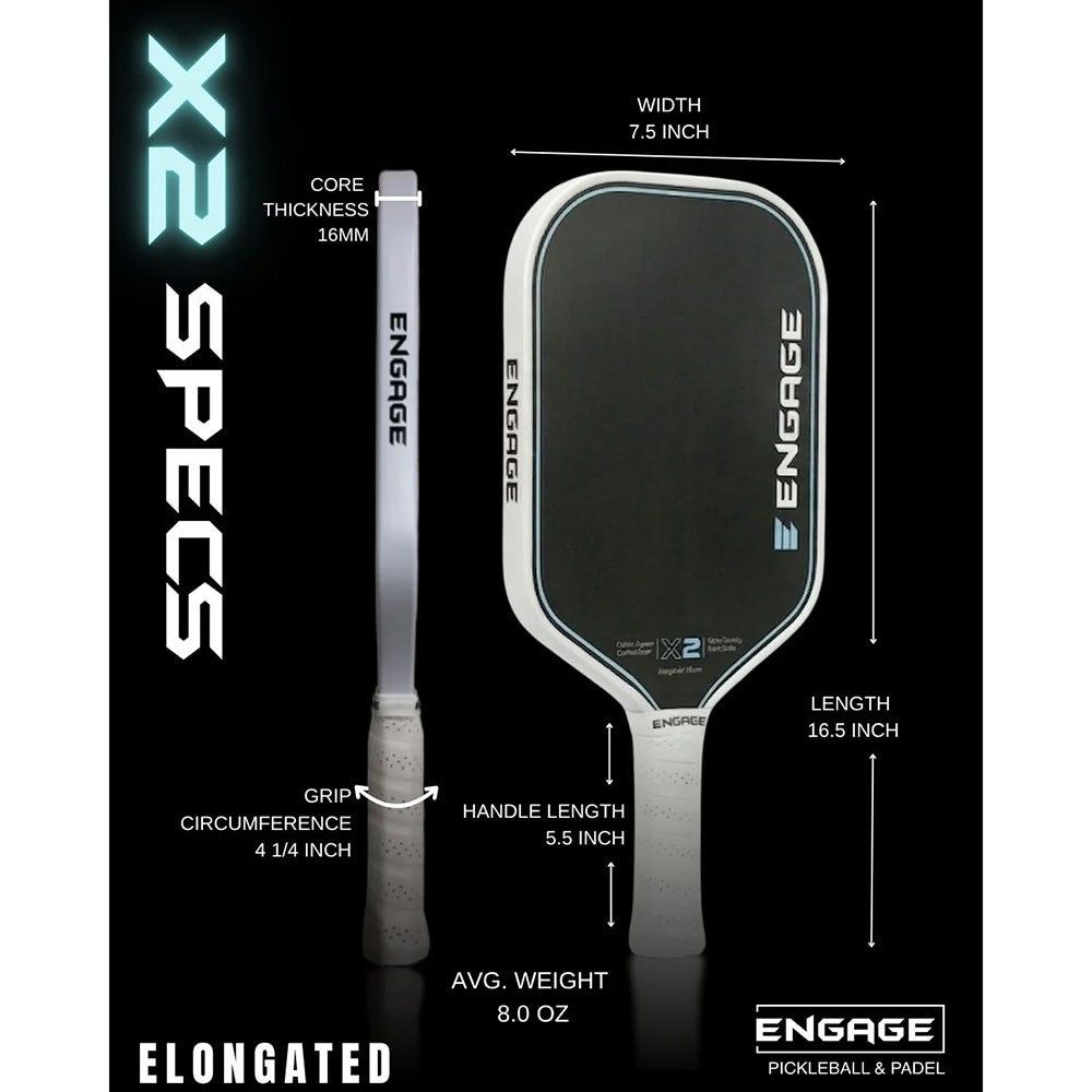 Engage X2 Elongated 16mm Pickleball Paddle - Pickleball Sports Best Price