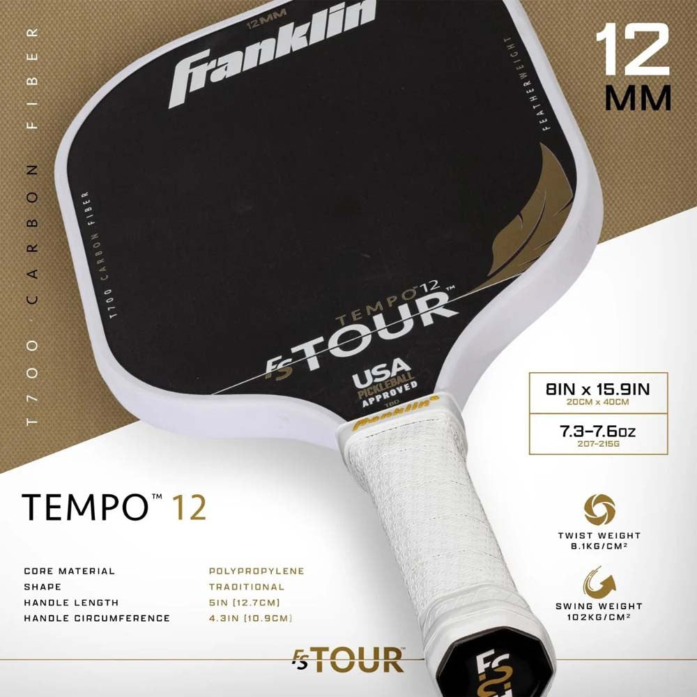 Franklin FS Tour Featherweight Series Tempo 12mm Pickleball Paddle - Pickleball Sports Special Offer