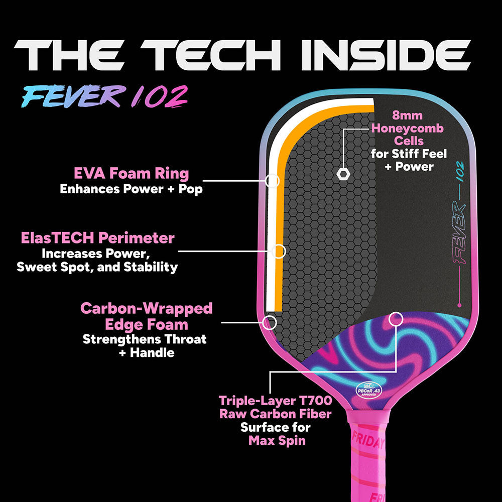 FRIDAY Fever 102 Elongated Pickleball Paddle - Pickleball Sports Best Price