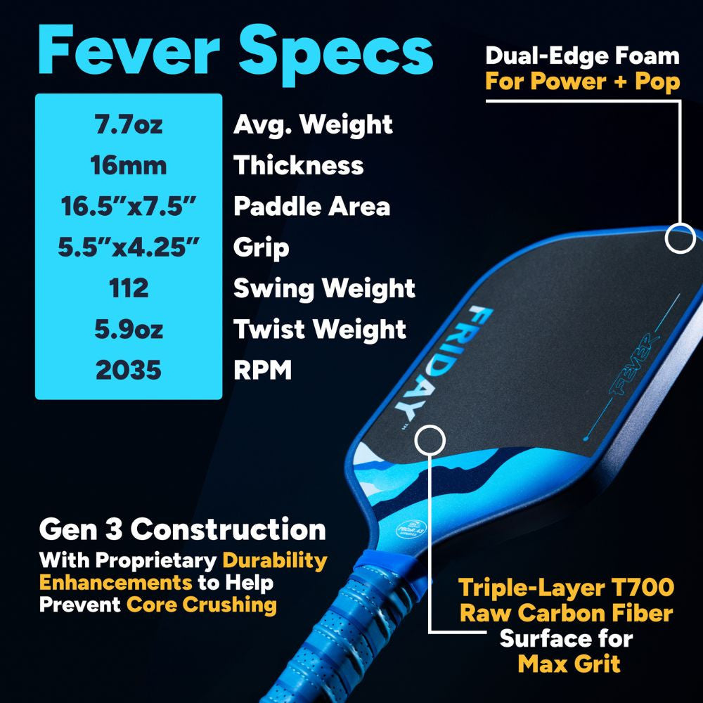 FRIDAY Fever 101 Elongated Pickleball Paddle - Pickleball Sports Quality