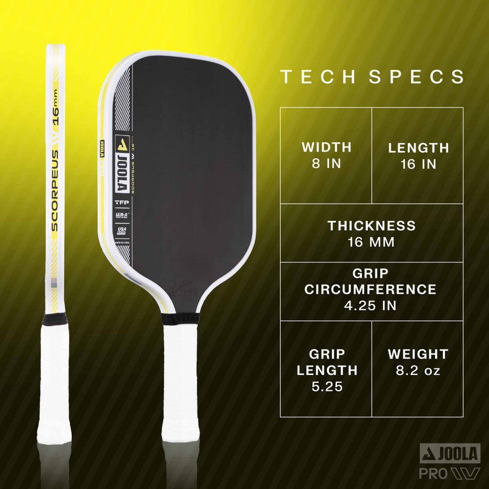 JOOLA Collin Johns Scorpeus Pro IV 16mm Pickleball Paddle - Pickleball Sports Great Value