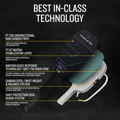 Paddletek Bantam ALW-C Anna Leigh Waters Carbon 14.3mm Paddle - Pickleball Sports Recommended