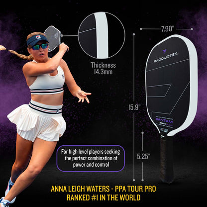 Paddletek Bantam ALW-C Anna Leigh Waters Carbon 14.3mm Paddle - Pickleball Sports Recommended