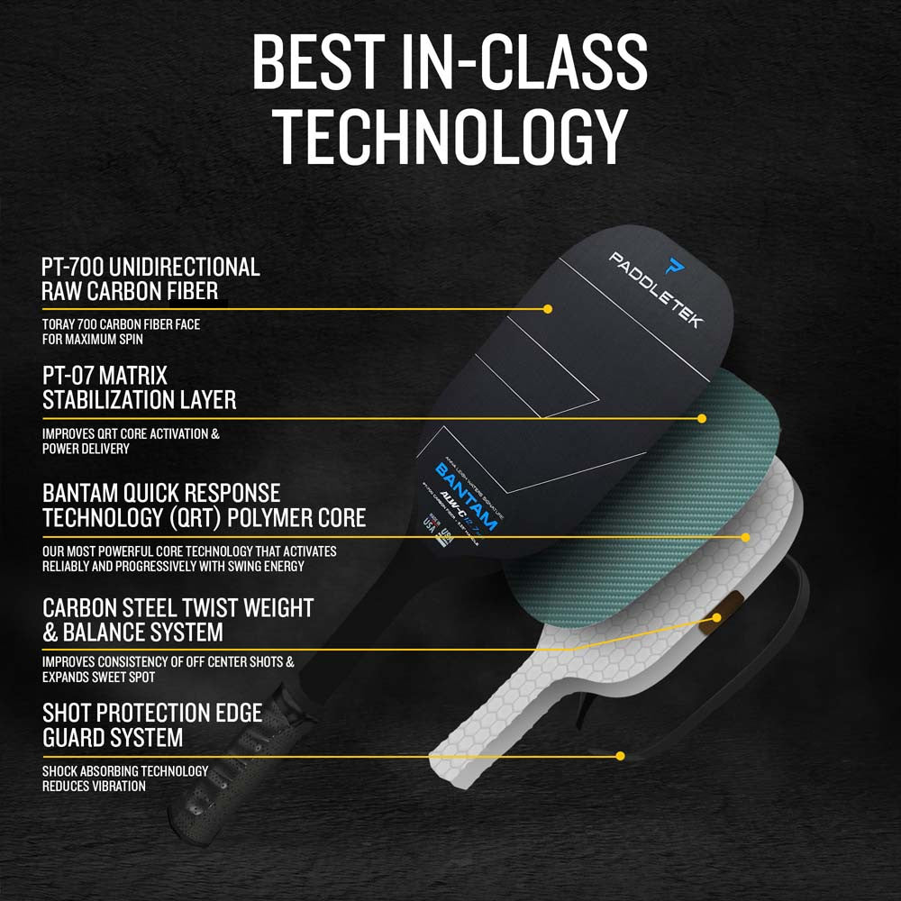 Paddletek Bantam ALW-C Anna Leigh Waters Carbon 12.7mm Paddle - Pickleball Sports Quality