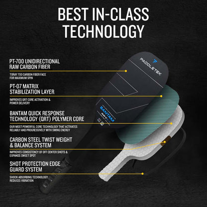 Paddletek Bantam ALW-C Anna Leigh Waters Carbon 12.7mm Paddle - Pickleball Sports Quality