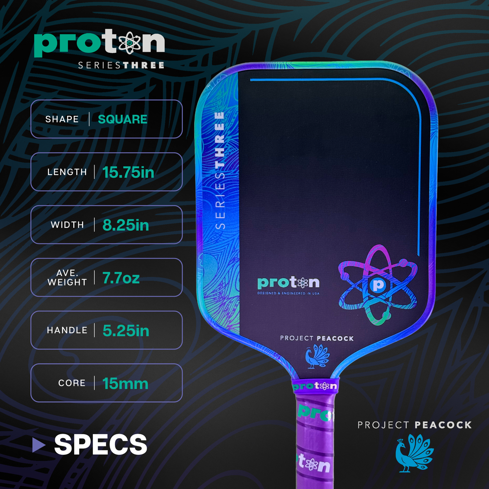 Proton Series Three Project Peacock 15mm Widebody Pickleball Paddle - Pickleball Sports Signature