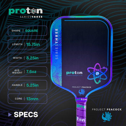 Proton Series Three Project Peacock 13mm Widebody Pickleball Paddle - Pickleball Sports Great Value