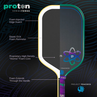 Proton Series Three Project Peacock 13mm Elongated Pickleball Paddle - Pickleball Sports Discount