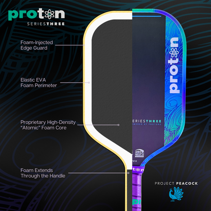 Proton Series Three Project Peacock 15mm Elongated Pickleball Paddle - Pickleball Sports Everyday