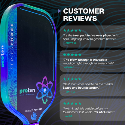 Proton Series Three Project Peacock 15mm Elongated Pickleball Paddle - Pickleball Sports Everyday