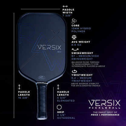 VERSIX RAW 6C Carbon Fiber Pickleball Paddle - Pickleball Sports Recommended