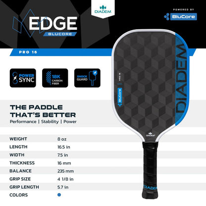 Diadem Edge BluCore Pro 16mm Pickleball Paddle - Pickleball Sports Best Price