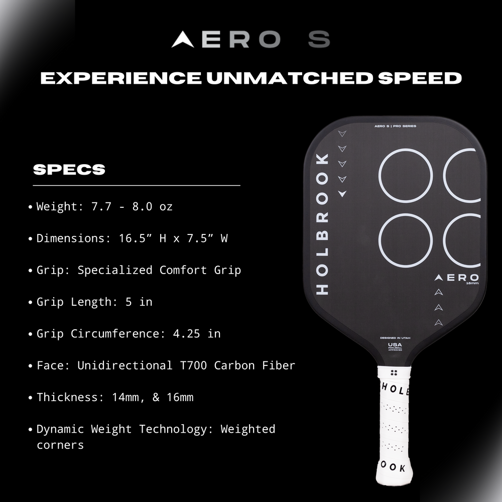 Holbrook Aero S 16mm Pickleball Paddle - Pickleball Sports Trusted