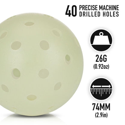 Franklin Sports Glow in the Dark X-40 Outdoor Pickleballs - Pickleball Sports Recommended