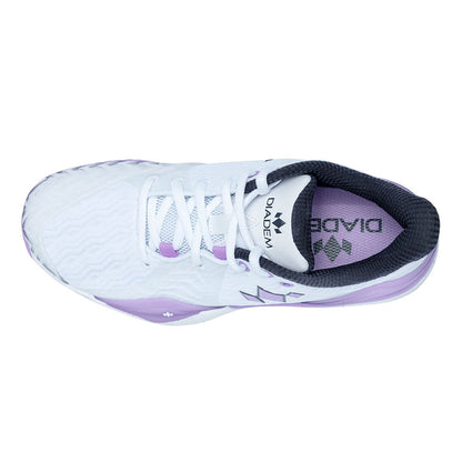 Diadem Court Burst Court Shoe - White/Purple - Pickleball Sports Trusted