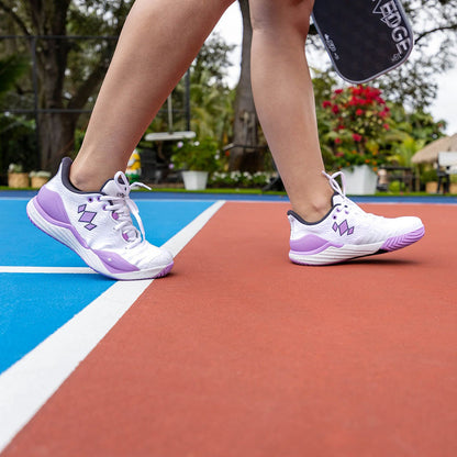 Diadem Court Burst Court Shoe - White/Purple - Pickleball Sports Trusted