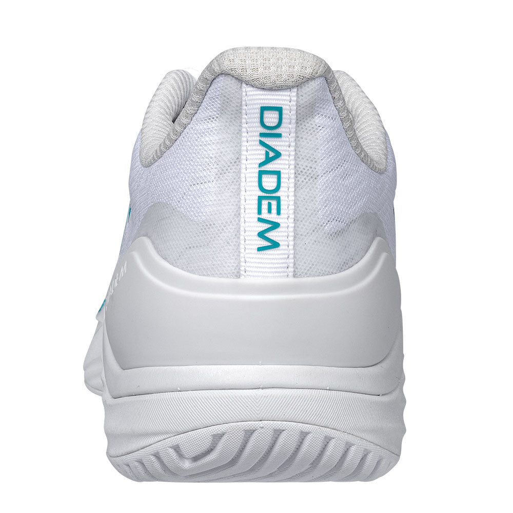 Diadem Court Burst Court Shoe - Unisex - White/Teal - Pickleball Sports Special Offer