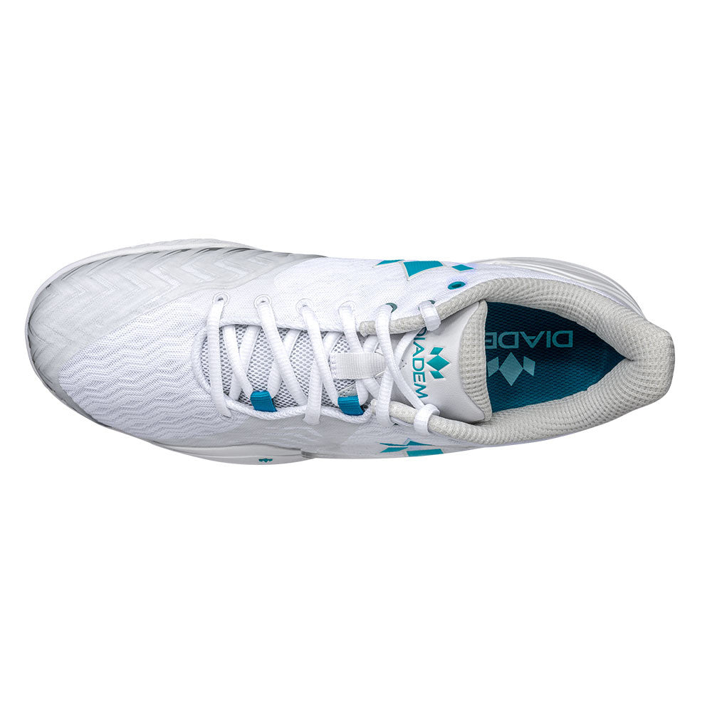 Diadem Court Burst Court Shoe - Unisex - White/Teal - Pickleball Sports Special Offer