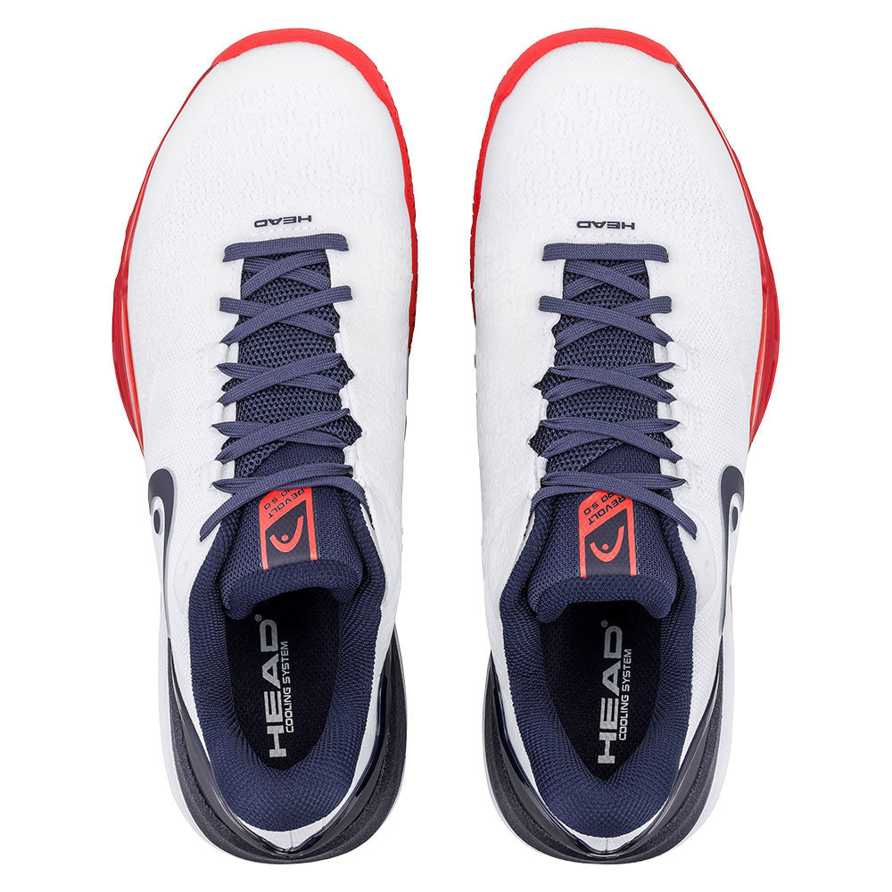 HEAD Revolt Pro 5.0 Court Shoe - White/Navy/Red - Pickleball Sports Essential