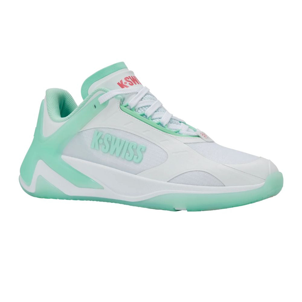 K-Swiss K-Frame Pickleball Shoe - White/Neon Mint/Hot Neon Pink - Pickleball Sports Best Seller
