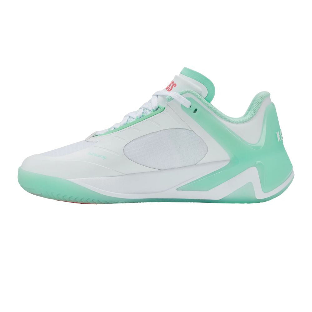 K-Swiss K-Frame Pickleball Shoe - White/Neon Mint/Hot Neon Pink - Pickleball Sports Best Seller