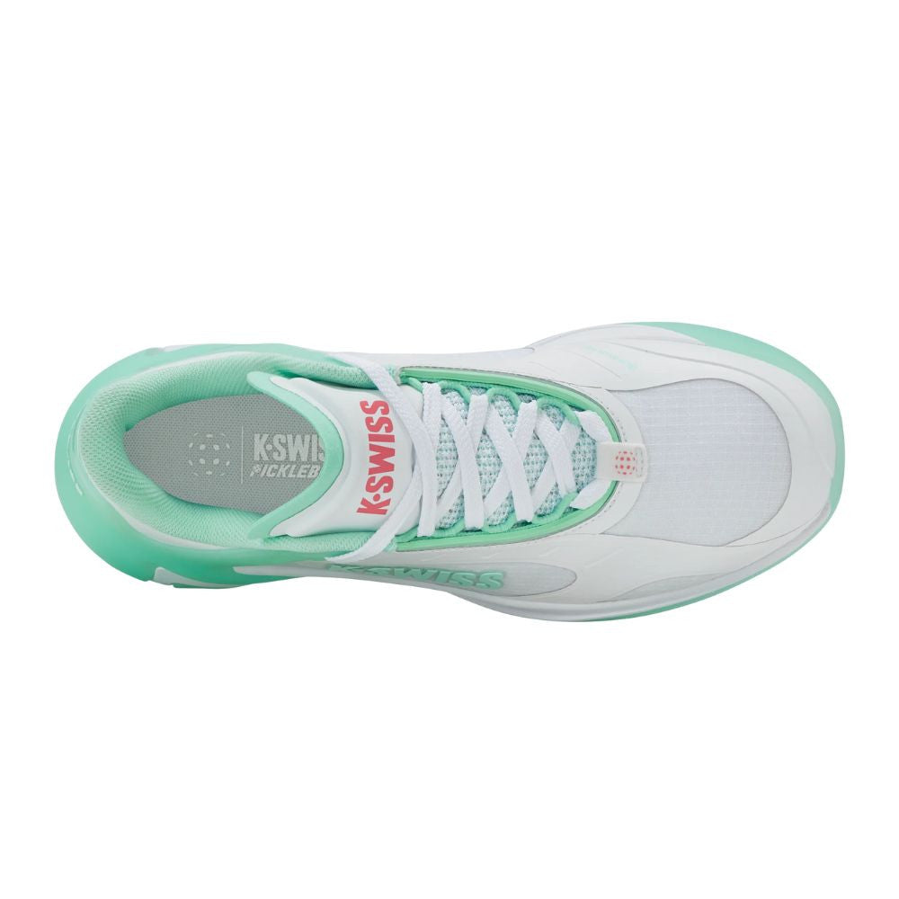 K-Swiss K-Frame Pickleball Shoe - White/Neon Mint/Hot Neon Pink - Pickleball Sports Best Seller