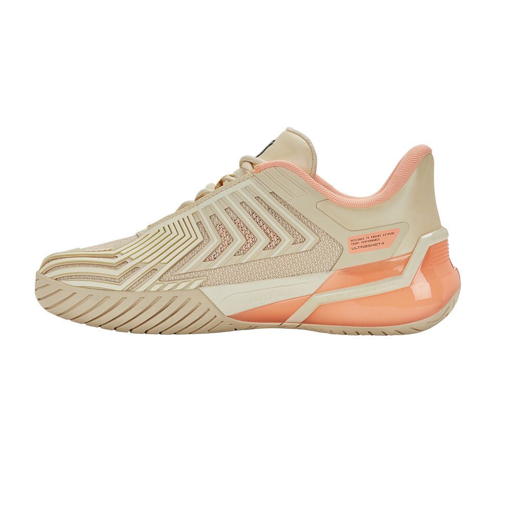 K-Swiss Ultra Shot 4 Pickleball Shoe - Whitecap Gray/Peach Parfait/Egret - Pickleball Sports Customer Favorite
