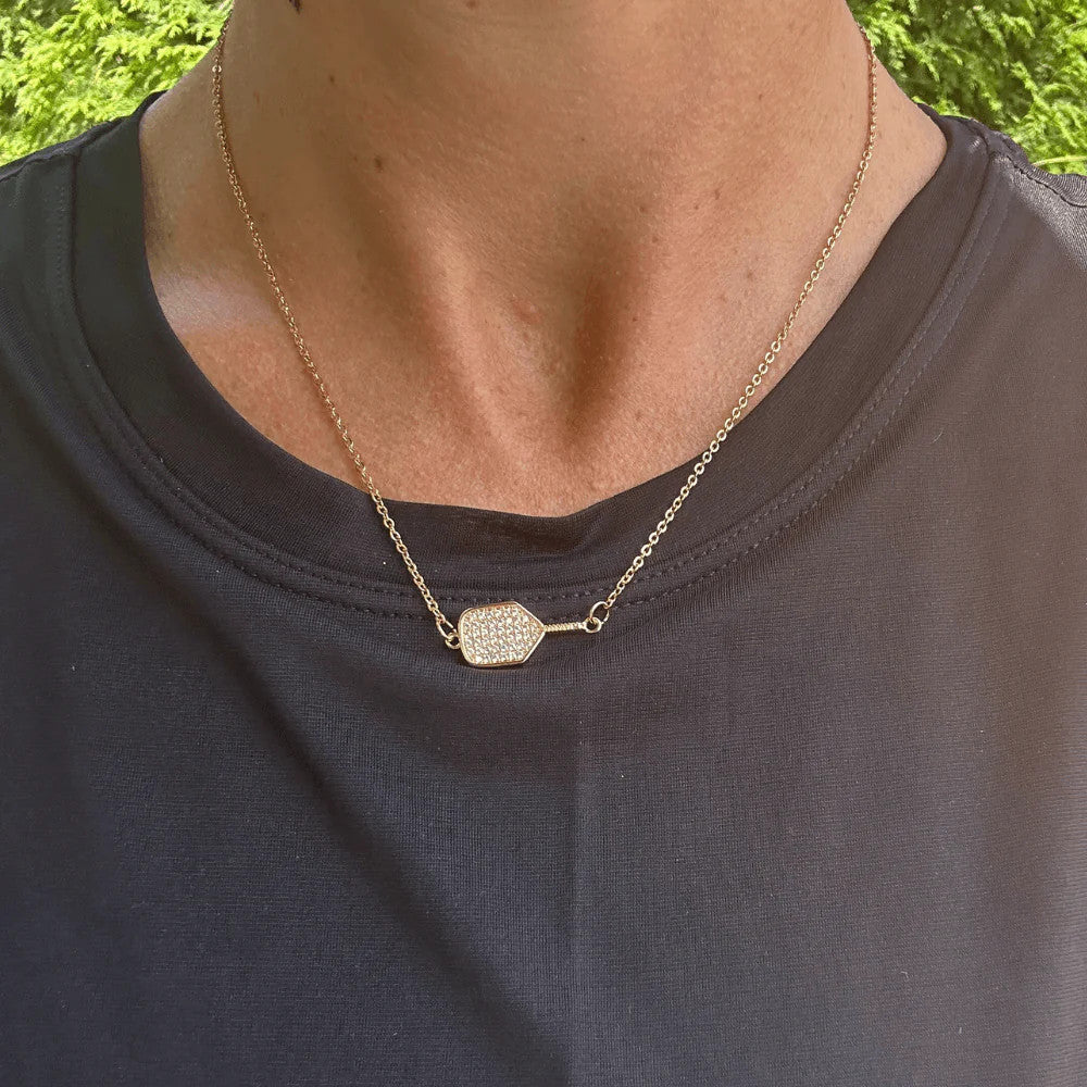 Born to Rally Pickleball CZ Paddle Necklace - Pickleball Sports Popular