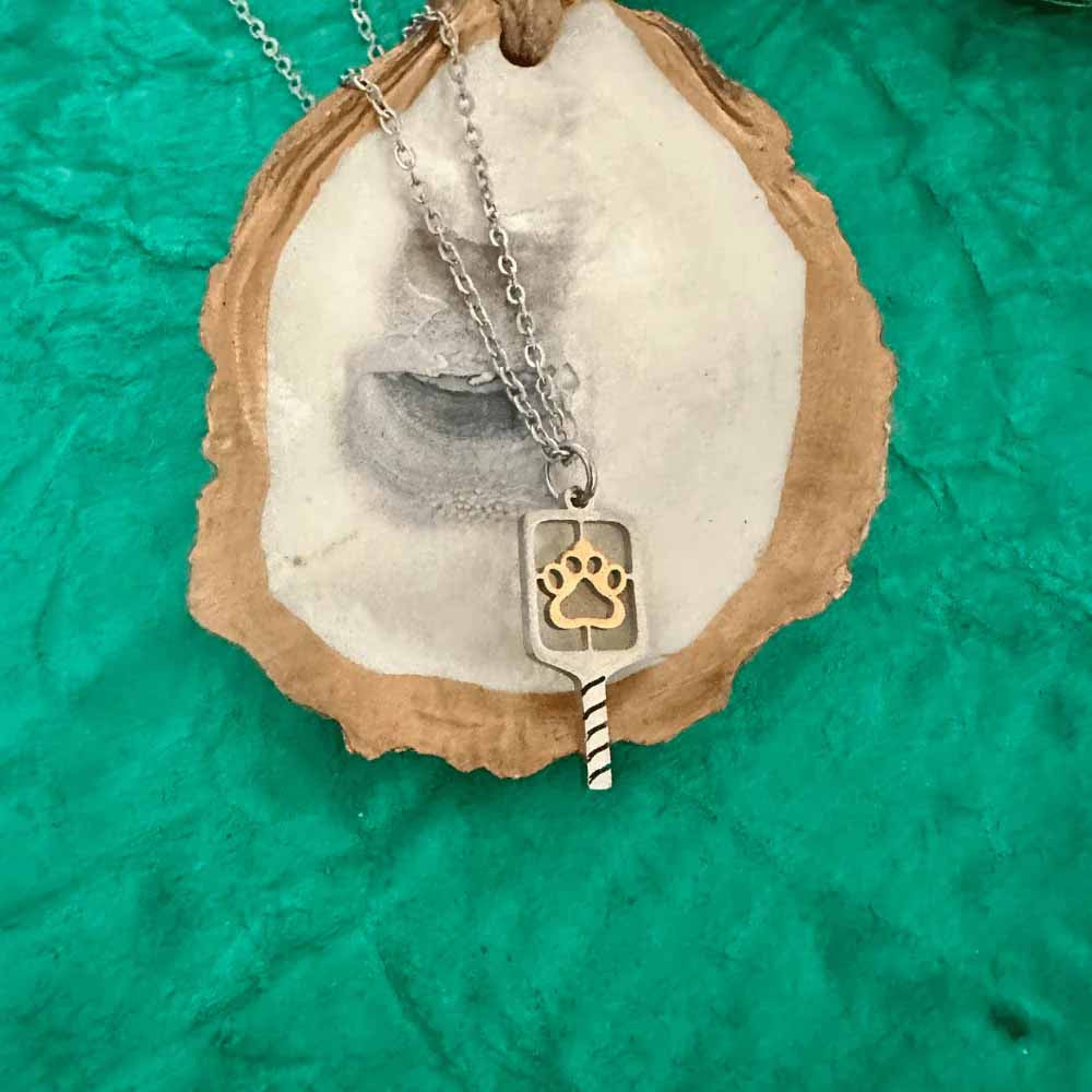 Born to Rally Pickleball Paw Necklace - Pickleball Sports Best Seller