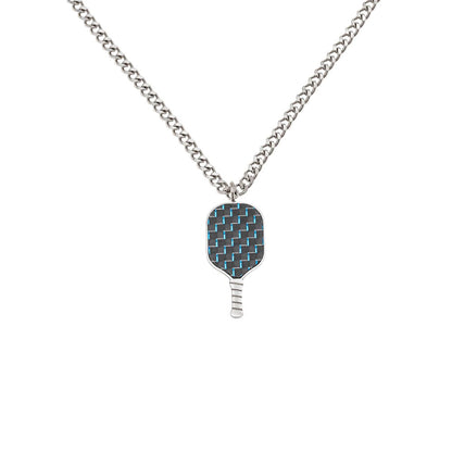 Born to Rally Pickleball Stainless Steel Carbon Fiber Necklace - Pickleball Sports New