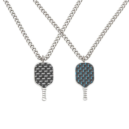 Born to Rally Pickleball Stainless Steel Carbon Fiber Necklace - Pickleball Sports New