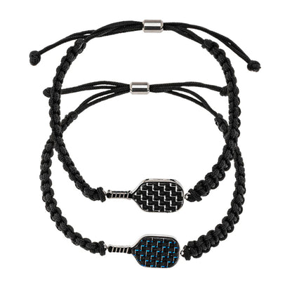Born to Rally Pickleball Stainless Steel Carbon Fiber Bracelet - Pickleball Sports Exclusive