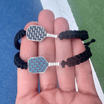 Born to Rally Pickleball Stainless Steel Carbon Fiber Bracelet - Pickleball Sports Exclusive